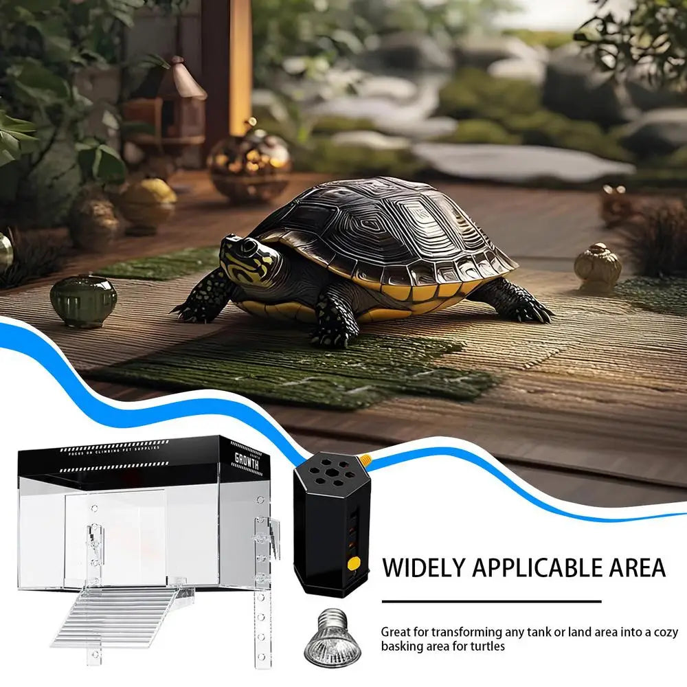 Over-Tank Turtle Basking Platform with Lid - Aquatic Reptile Dock & Resting Area