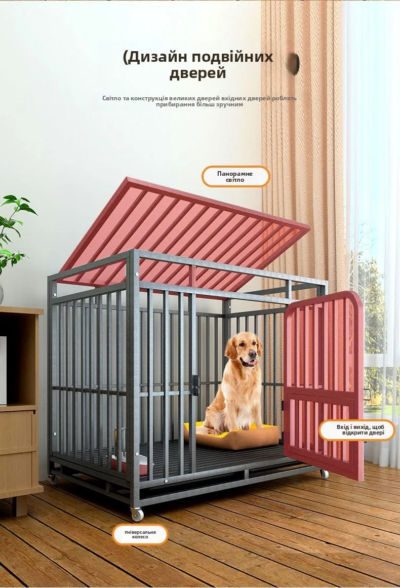 Large Indoor Dog Cage with Toilet Area - Premium Pet Enclosure for Medium to Large Dogs