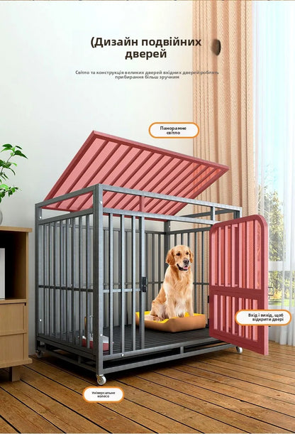 Large Indoor Dog Cage with Toilet Area - Premium Pet Enclosure for Medium to Large Dogs