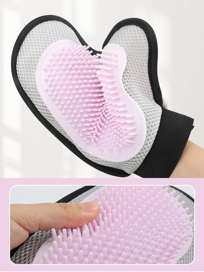 Pet Grooming Glove - Gentle Bath & Massage Brush for Cats & Dogs