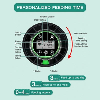 Professional Automatic Fish Feeder - Programmable Timer Dispenser with LCD Display