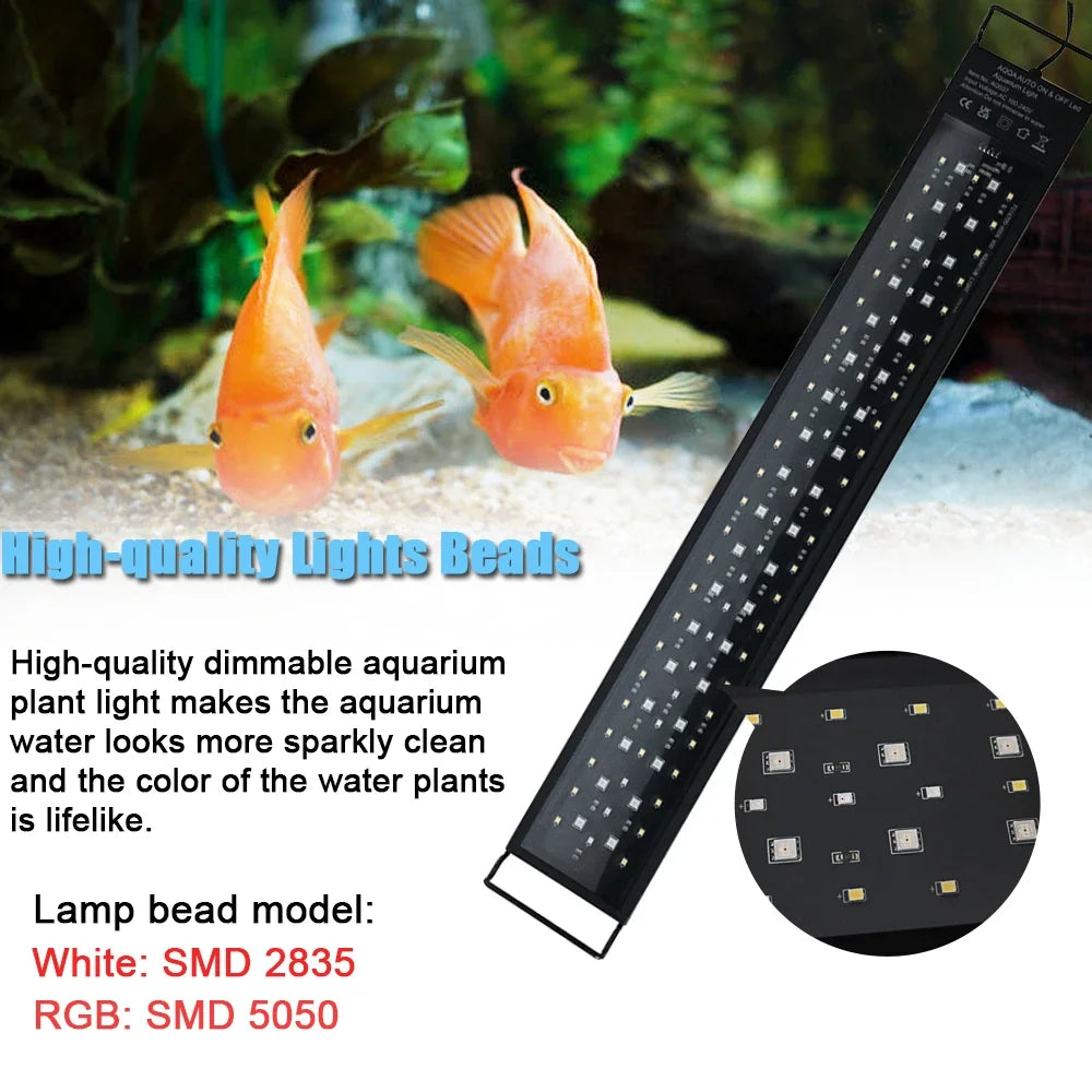 24/7 Auto LED Aquarium Light - Full Spectrum Fish Tank Lighting with Dimmer & Timer
