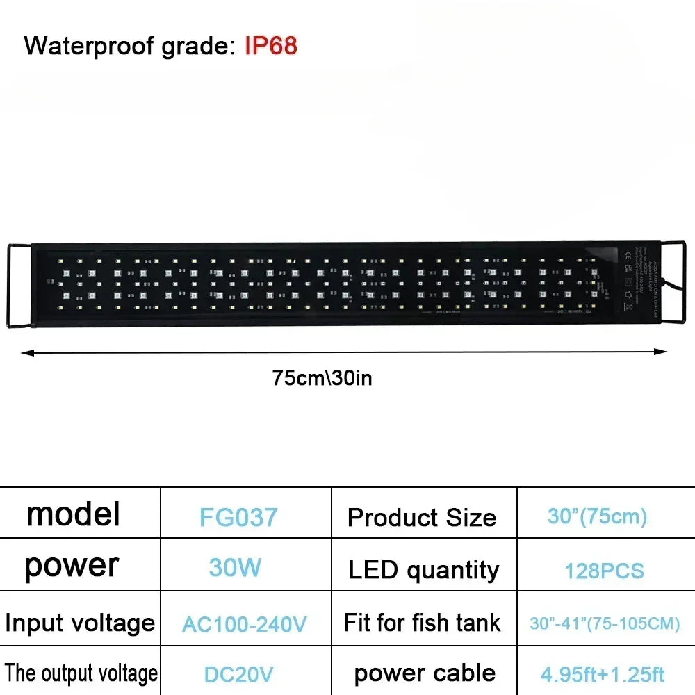 24/7 Auto LED Aquarium Light - Full Spectrum Fish Tank Lighting with Dimmer & Timer