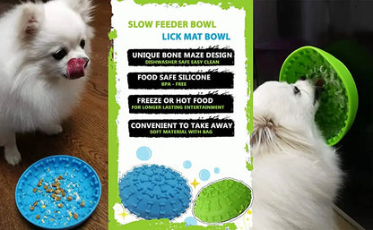 Pet Lick Mat & Bowl Set - Anxiety Relief & Slow Feeding Solution | Petziverse