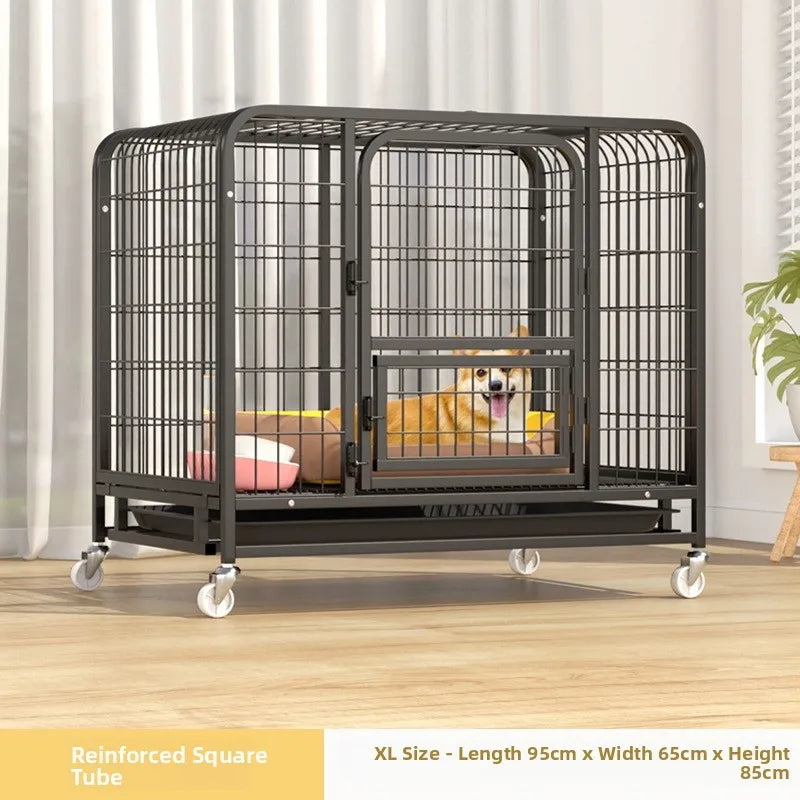 Large Indoor Dog Cage with Toilet Area - Premium Pet Enclosure for Medium to Large Dogs