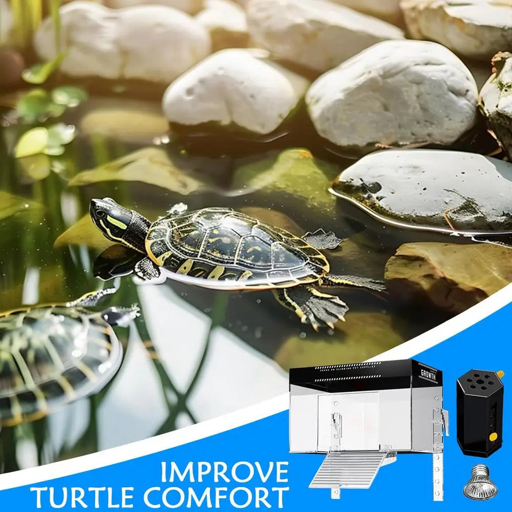 Over-Tank Turtle Basking Platform with Lid - Aquatic Reptile Dock & Resting Area