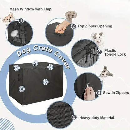 Waterproof Pet Crate Cover - Oxford Windproof Dog Kennel Cover for Indoor Use