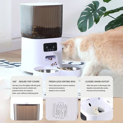 Smart Pet Feeder with HD Camera - 5L Automatic WiFi Food Dispenser System