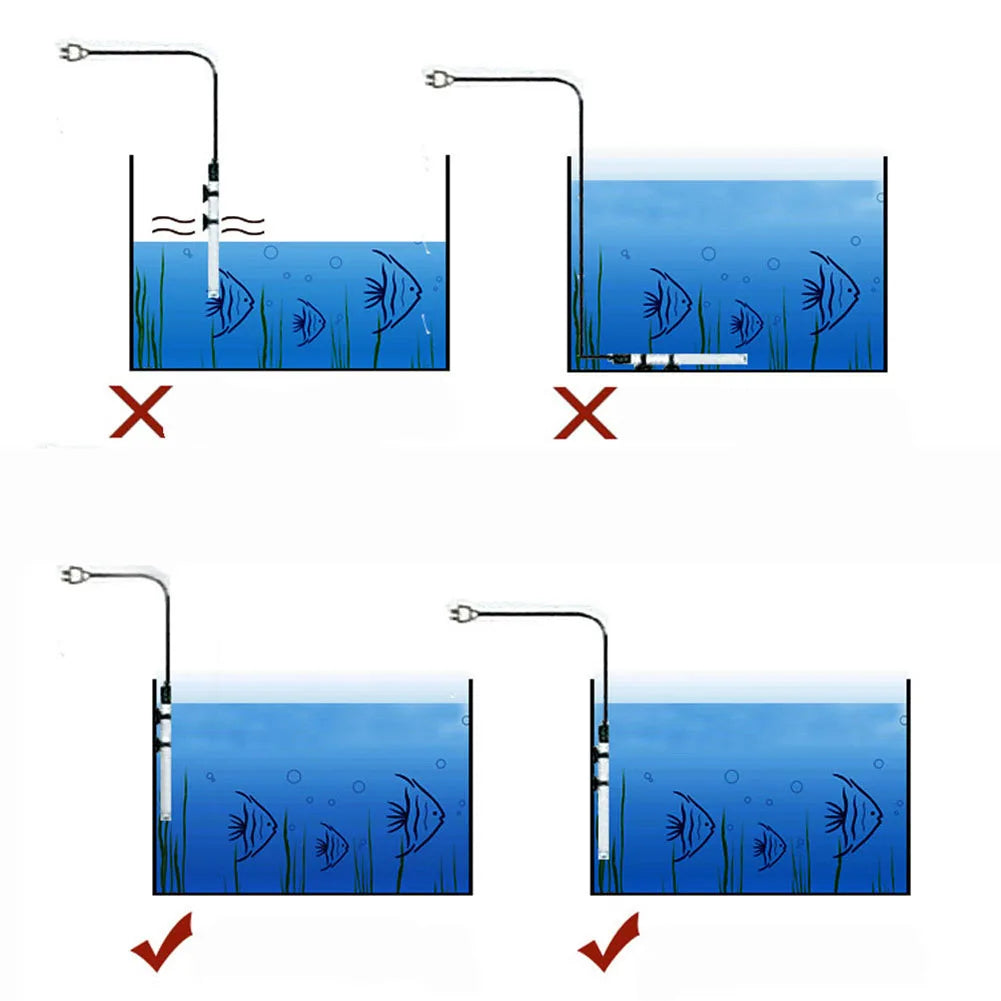 Adjustable Aquarium Heater - 25-300W Fish Tank Heating Rod with Automatic Thermostat