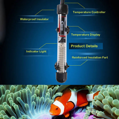 Adjustable Aquarium Heater - 25-300W Fish Tank Heating Rod with Automatic Thermostat