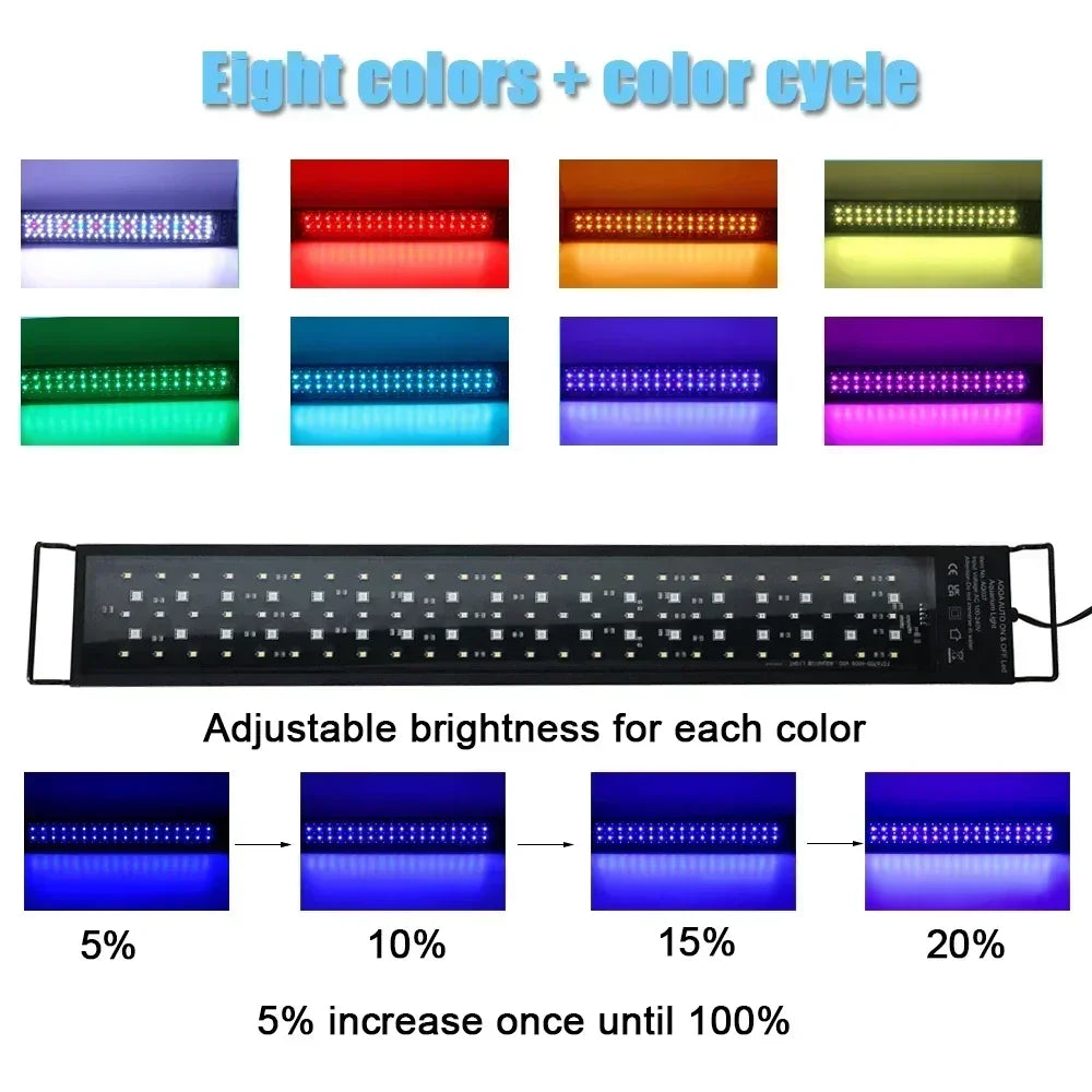 24/7 Auto LED Aquarium Light - Full Spectrum Fish Tank Lighting with Dimmer & Timer