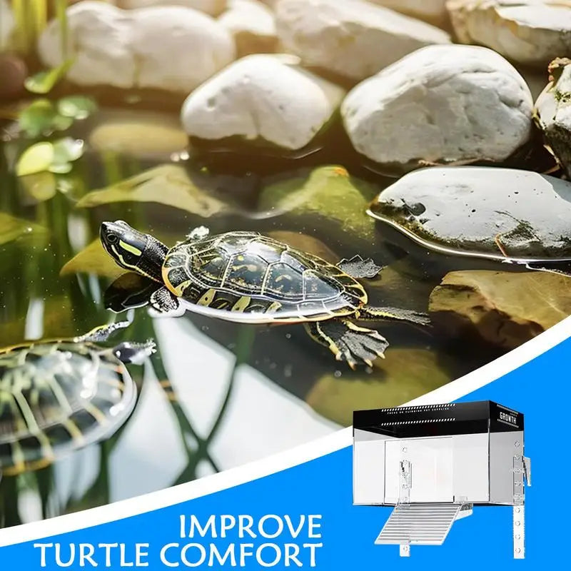 Over-Tank Turtle Basking Platform with Lid - Aquatic Reptile Dock & Resting Area