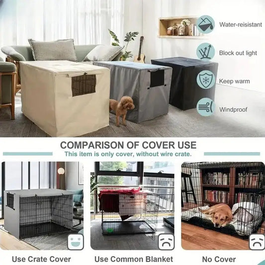Waterproof Pet Crate Cover - Oxford Windproof Dog Kennel Cover for Indoor Use