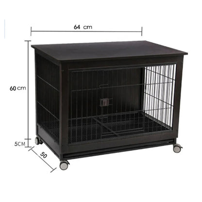 Premium Wooden Dog Cage with Wheels - Indoor Pet Enclosure for Small to Medium Dogs & Cats