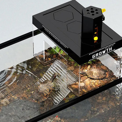 Over-Tank Turtle Basking Platform with Lid - Aquatic Reptile Dock & Resting Area