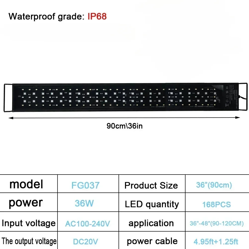 24/7 Auto LED Aquarium Light - Full Spectrum Fish Tank Lighting with Dimmer & Timer