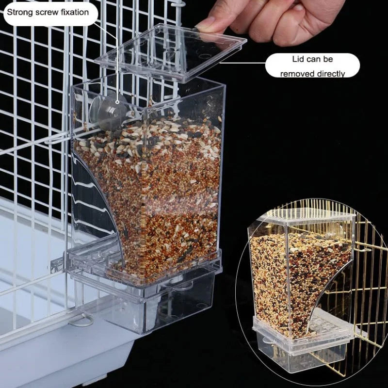 No-Mess Acrylic Bird Feeder - Seed Container for Small to Medium Birds