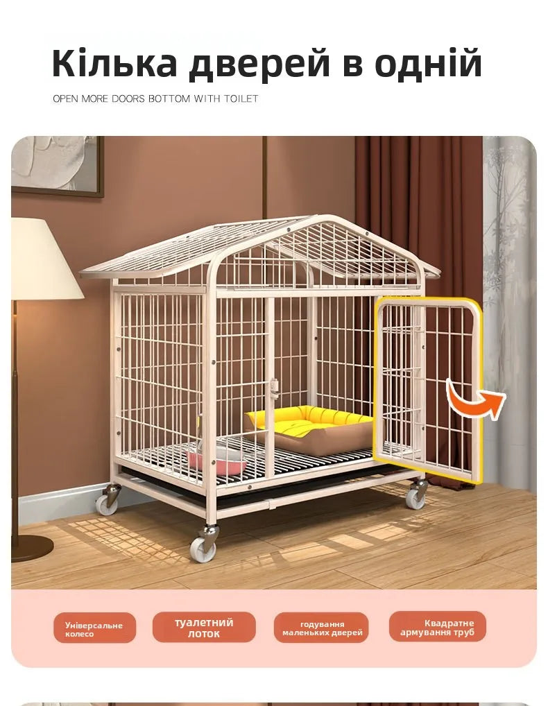 Large Indoor Dog Cage with Toilet Area - Premium Pet Enclosure for Medium to Large Dogs
