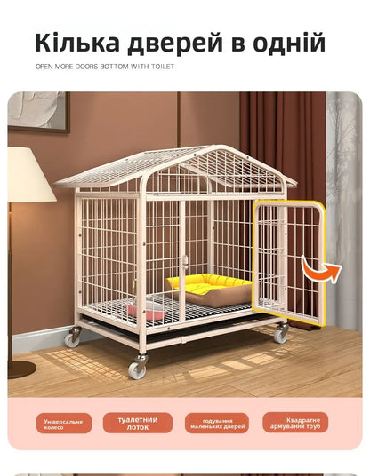 Large Indoor Dog Cage with Toilet Area - Premium Pet Enclosure for Medium to Large Dogs