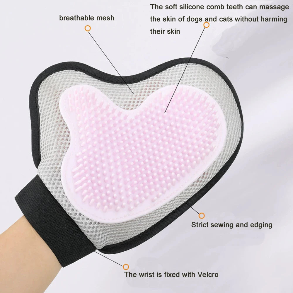 Pet Grooming Glove - Gentle Bath & Massage Brush for Cats & Dogs