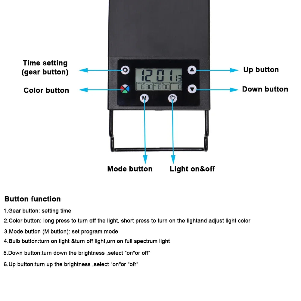 24/7 Auto LED Aquarium Light - Full Spectrum Fish Tank Lighting with Dimmer & Timer