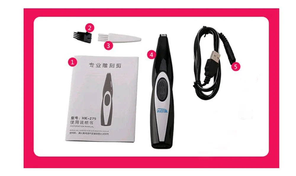 Professional Dog Grooming Clippers - USB Rechargeable Silent Pet Trimmer Kit