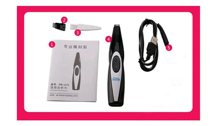 Professional Dog Grooming Clippers - USB Rechargeable Silent Pet Trimmer Kit