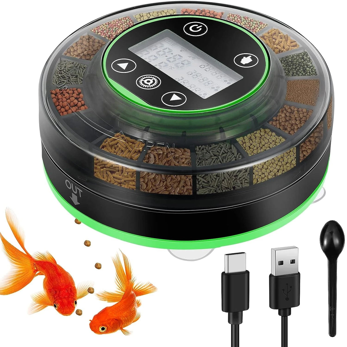 Professional Automatic Fish Feeder - Programmable Timer Dispenser with LCD Display