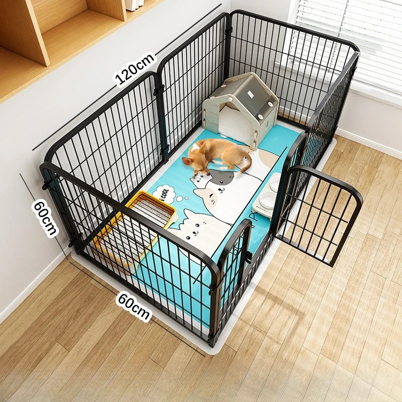 Modular Pet Playpen - Customizable Indoor Dog Fence with Door for Small to Medium Dogs