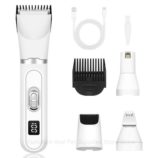Professional Dog Hair Clippers - USB Rechargeable Silent Pet Grooming Trimmer