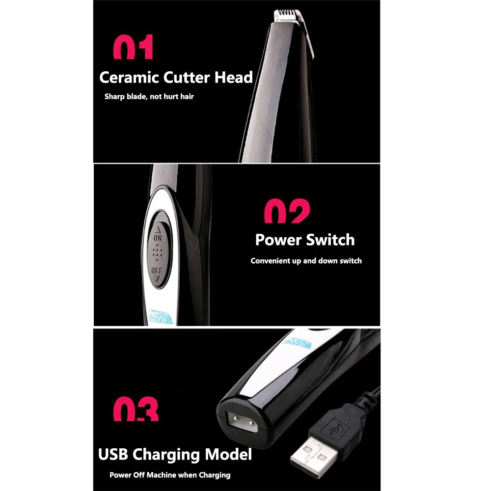 Professional Dog Grooming Clippers - USB Rechargeable Silent Pet Trimmer Kit