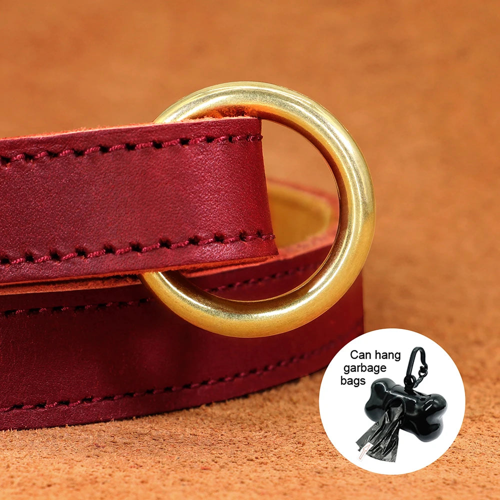 Premium Genuine Leather Dog Leash - Heavy-Duty Lead for Medium to Large Dogs | Petziverse