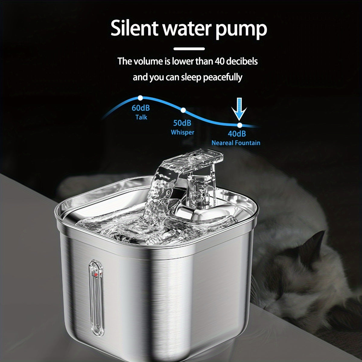 Stainless Steel Cat Water Fountain – Quiet, Hygienic, Easy to Clean