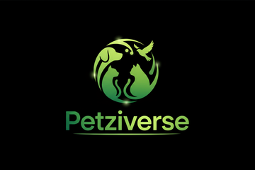 create a logo for brand 'Petziverse' using green colours on a black background