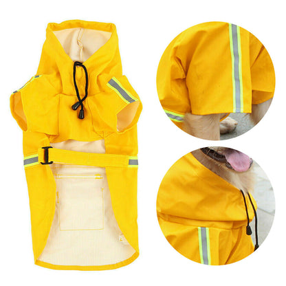 Waterproof Dog Raincoat - Reflective Hooded Jacket with Leash Hole