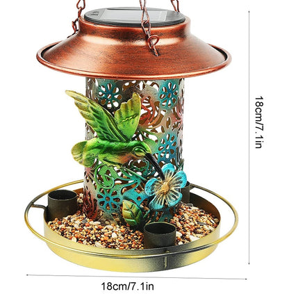 Solar Bird Feeder - Hanging Metal Lantern for Outdoors with S Hook